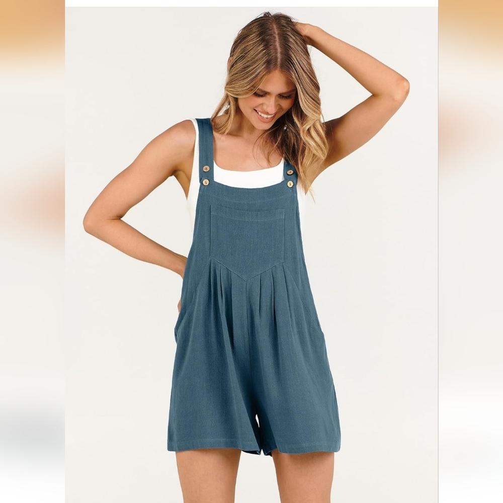 Linen Overall Shorts, Romper, By Anrabess